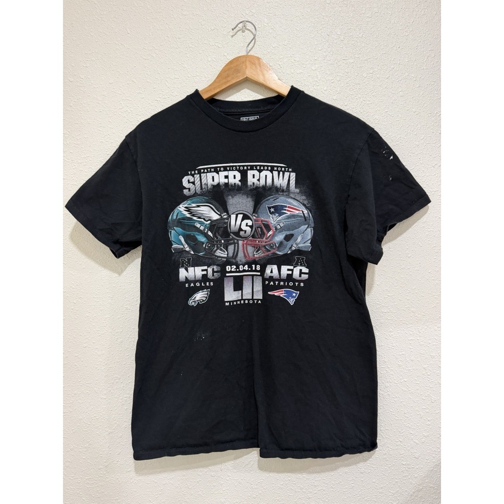Fanatics Pro Line Philadelphia Eagles Patriots Super Bowl LII Shirt Black Sz Med